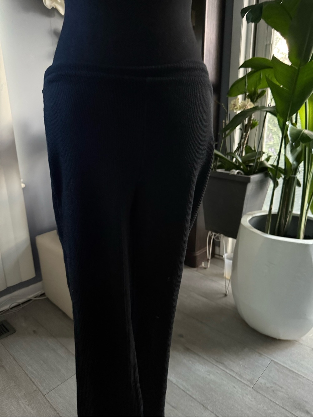 Zara Black Wide-Leg Knit Trousers